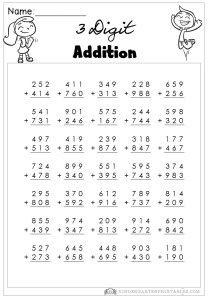 Second Grade 3 Digit Addition Worksheets For Grade 2