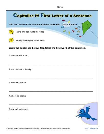 Using Capital Letters Worksheet Grade 1