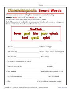 5th Grade Onomatopoeia Worksheets