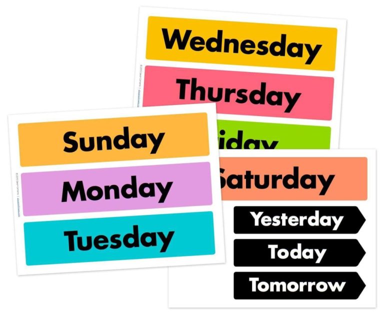 Days Of The Week Charts Free Printables