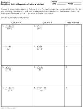 Simplifying Complex Fractions With Variables Worksheet