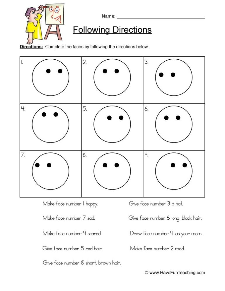 Following Directions Worksheet For Grade 2