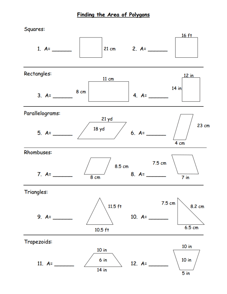 8th Grade Polygons Worksheet
