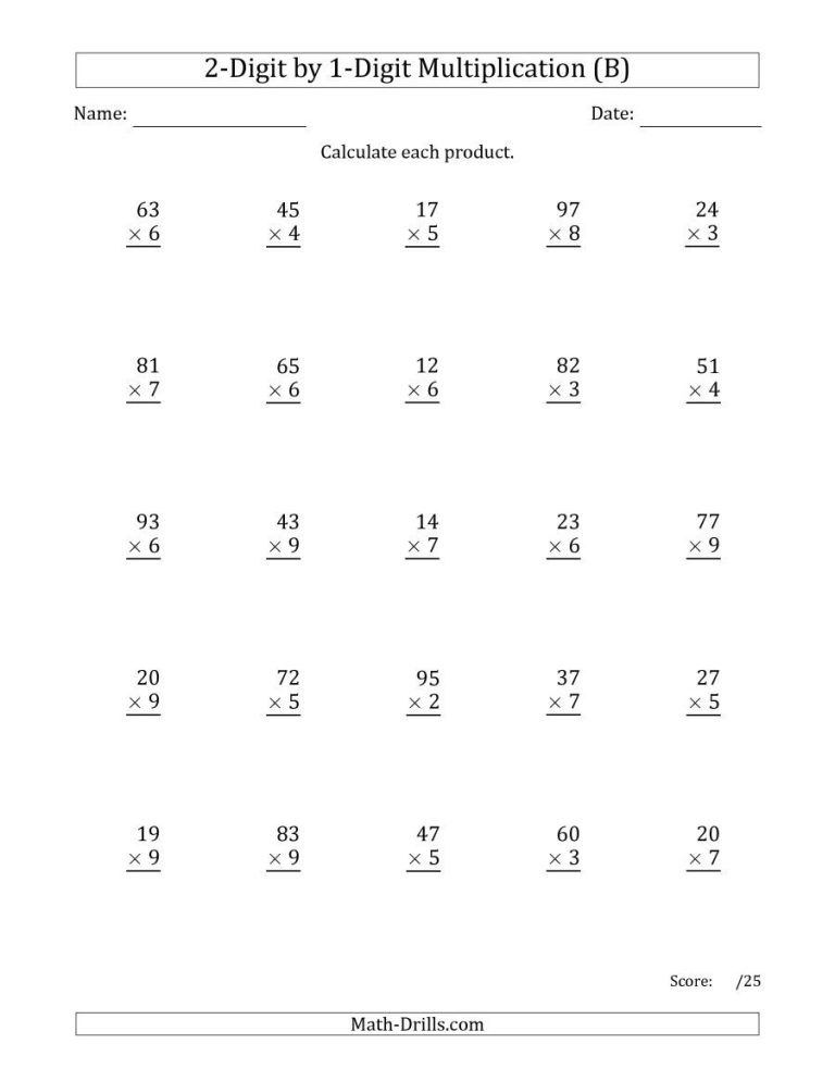 2 Digit By 1 Digit Addition Without Regrouping Worksheets