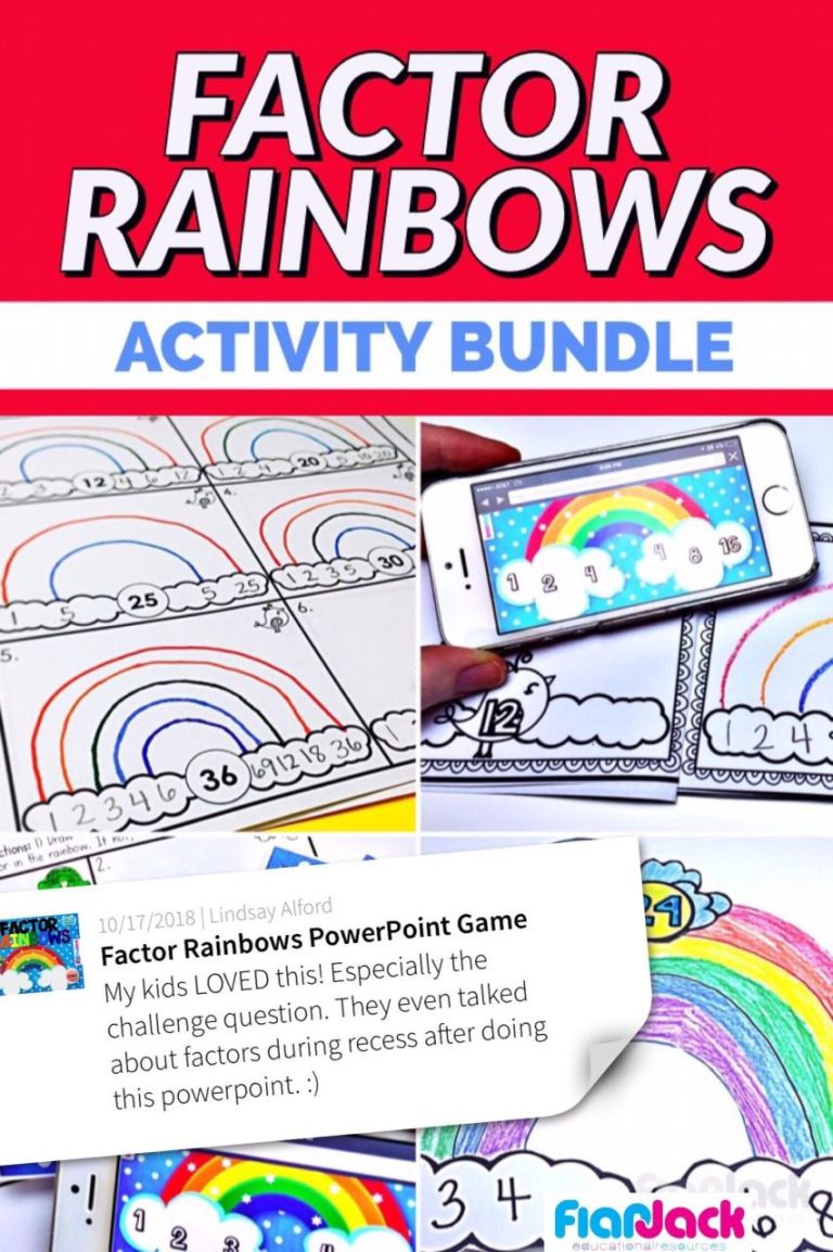 4th Grade Rainbow Factors Worksheet