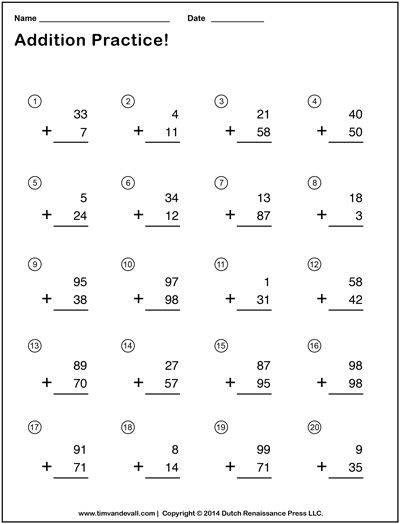 Double Digit Addition With Regrouping Worksheets Free