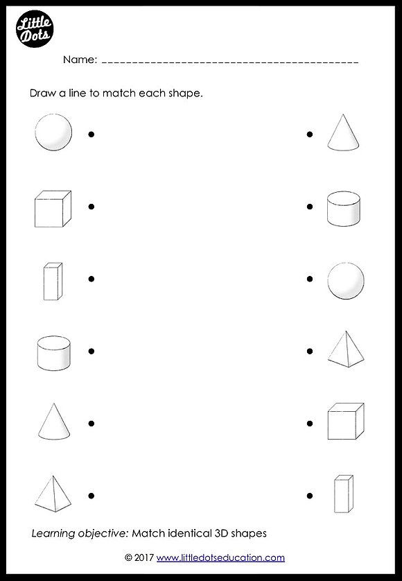 Matching 3d Shapes Worksheets For Kindergarten