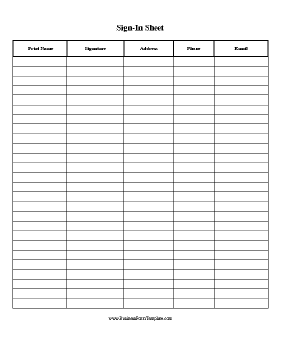 Free Printable Employee Sign In Sheet Template