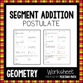 The Segment Addition Postulate Worksheet Answers With Work