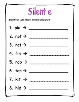 3rd Grade Silent E Worksheets