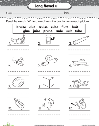Long Vowel Sounds Worksheets For Grade 1 Pdf