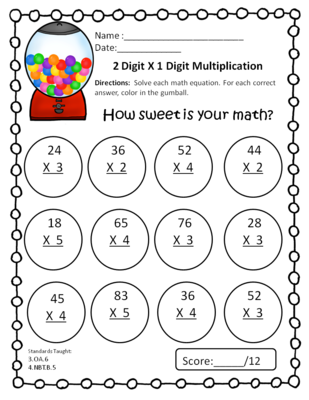 2 Digit By 1 Digit Multiplication No Regrouping Worksheets Pdf
