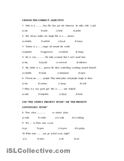 7th Grade Grammar Worksheets With Answers