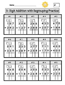 Two And Three Digit Addition With Regrouping