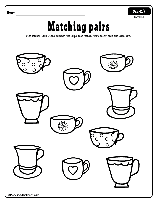 Printable Matching Worksheets For 3 Year Olds