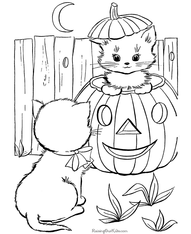 Printable Coloring Pages Halloween Cats