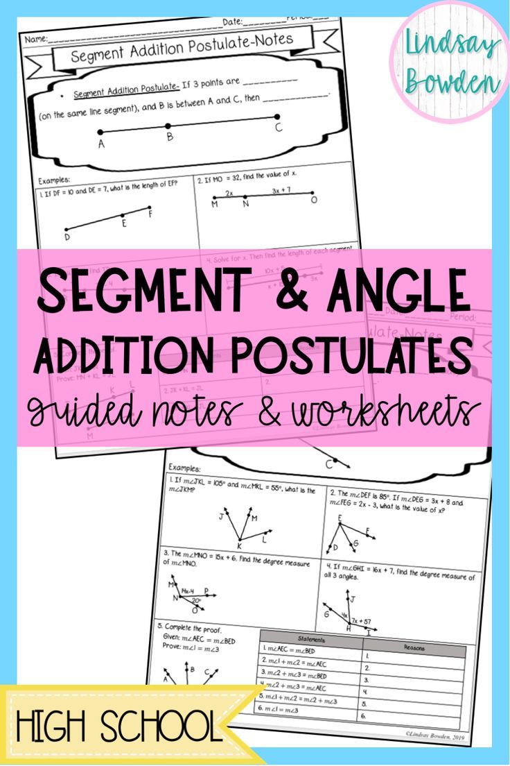 Geometry Worksheet 1.2 Segment Addition Postulate Answer Key