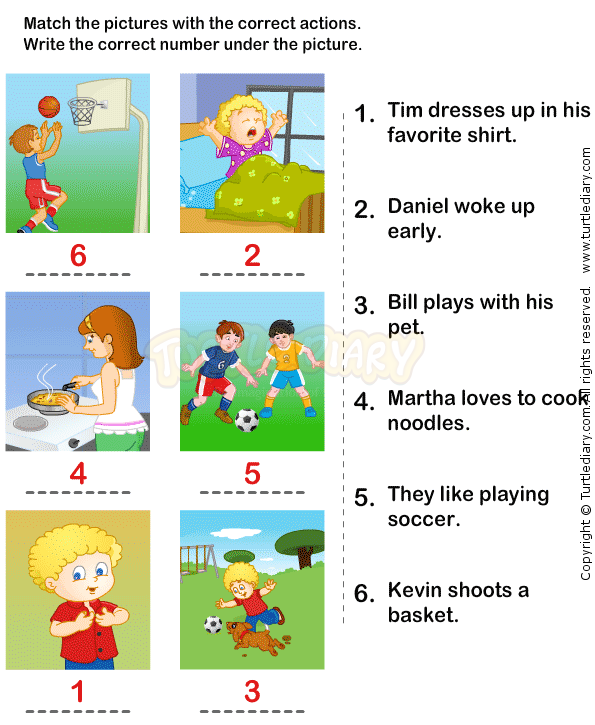 Preschool Action Words Worksheet For Kindergarten