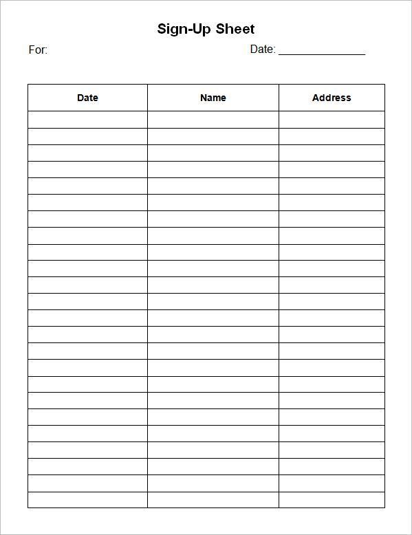 Word Free Printable Sign In Sheet Template