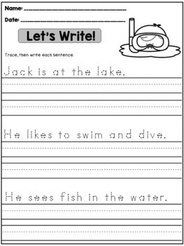 Kindergarten Writing Tracing Sentences Worksheets Pdf