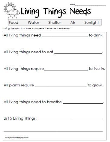 Printable Science Worksheets For Grade 1 Living And Nonliving Things