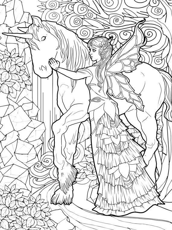 Fairy Coloring Pages For Girls Unicorn