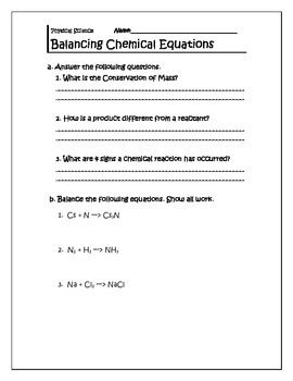 Balancing Chemical Equations Examples Questions And Answers