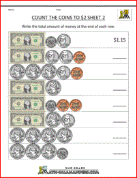 Free Printable Money 2nd Grade Math Worksheets