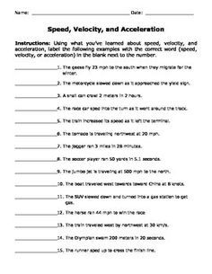 Speed And Velocity Problems Worksheet Answer Key
