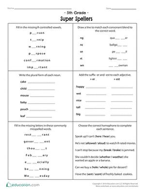 Fifth Grade 5th Grade English Worksheets With Answer Key
