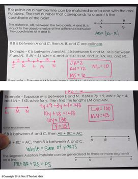 Geometry Basics Segment Addition Postulate Worksheet Answers