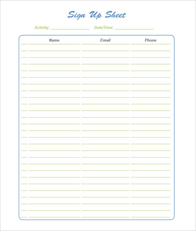 Printable Employee Sign In Sheet Template Word Free