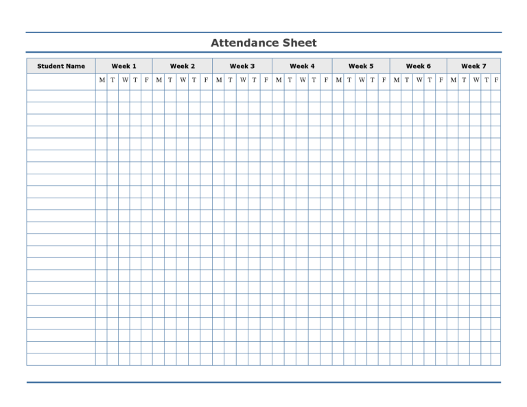 Printable Attendance Sign In Sheet Pdf