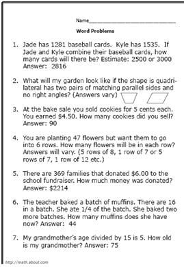 Math Word Problems For 7th Graders With Answers