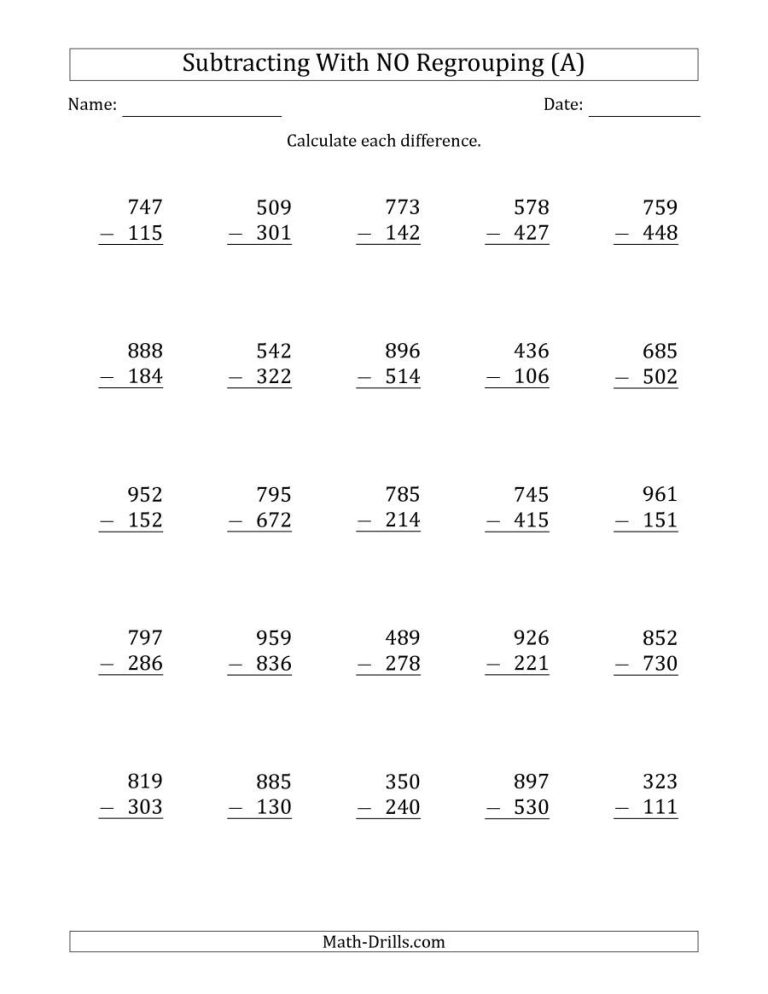 Three Digit Addition Worksheets Without Regrouping