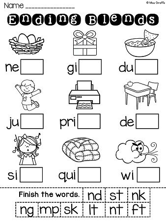 First Grade Consonant Blends Worksheets Pdf