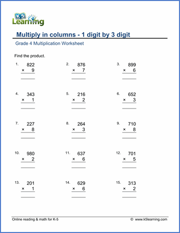 4th Grade Free Double Digit Multiplication Worksheets