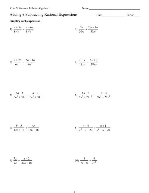 Adding And Subtracting Positive And Negative Numbers Worksheet Kuta