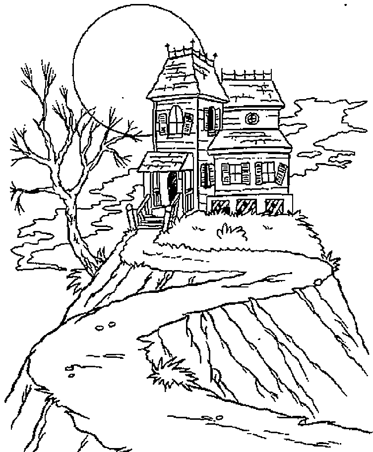 Printable Coloring Pages Halloween Haunted House