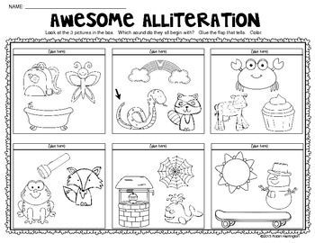 Preschool Alliteration Worksheets Kindergarten