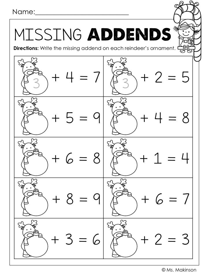 Free Printable Christmas Math Worksheets For Kindergarten