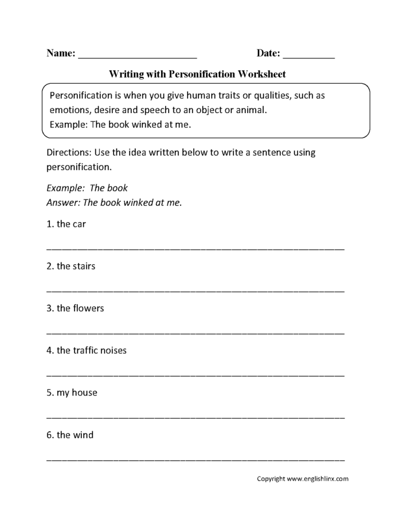5th Grade Alliteration Worksheets Grade 5