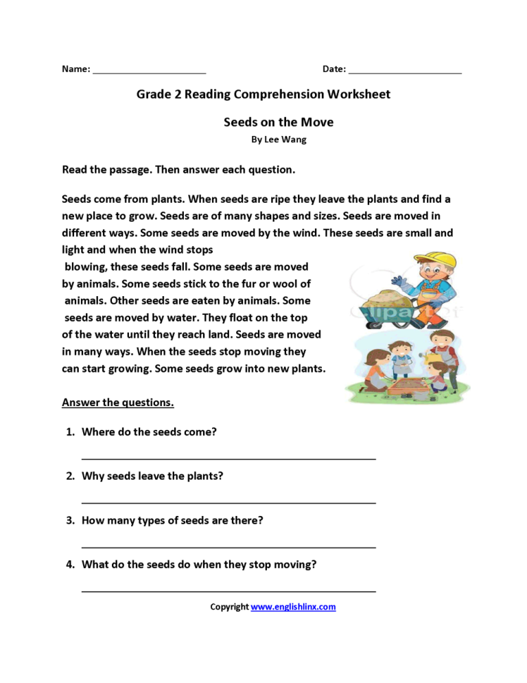 English Comprehension Worksheets For Grade 2 Pdf