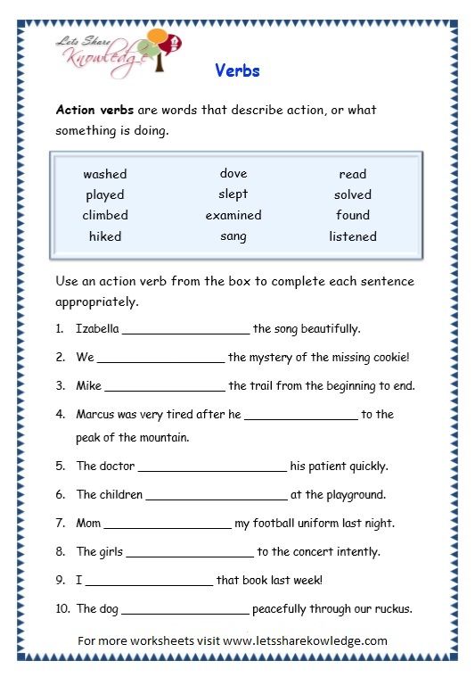 English Work Sheets For Grade 3