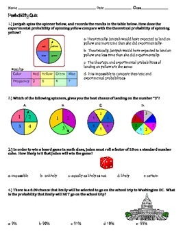 Theoretical And Experimental Probability Worksheet With Answers Pdf