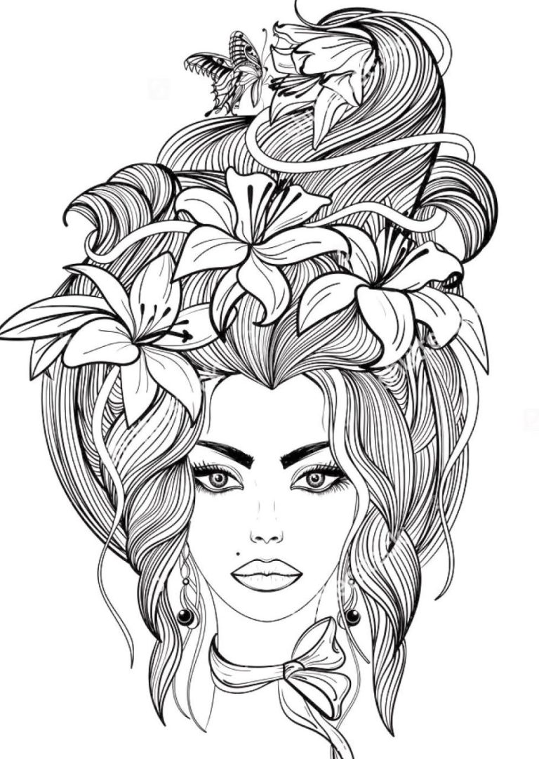 Long Hair Hair Coloring Pages