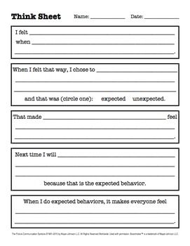 Think Sheet For Behavior Printable