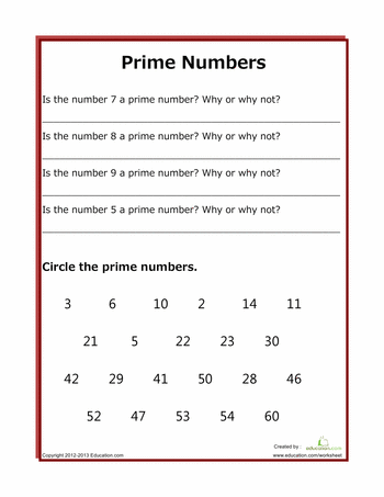 Prime And Composite Numbers Worksheet Grade 4 Pdf