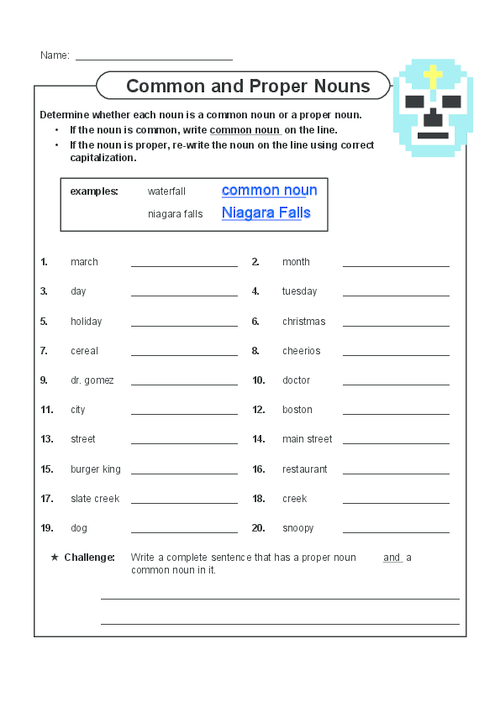 Common Noun And Proper Noun Worksheets For Class 3