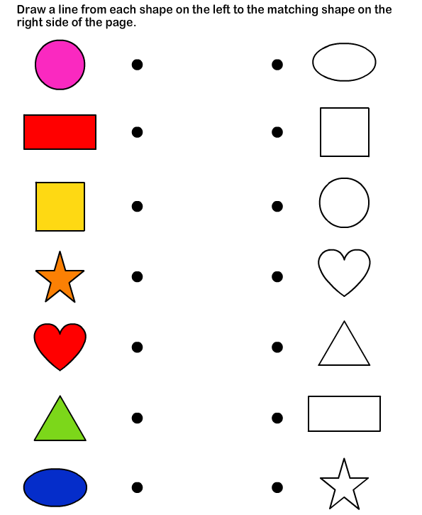 Educational Matching Worksheets For 4 Year Olds